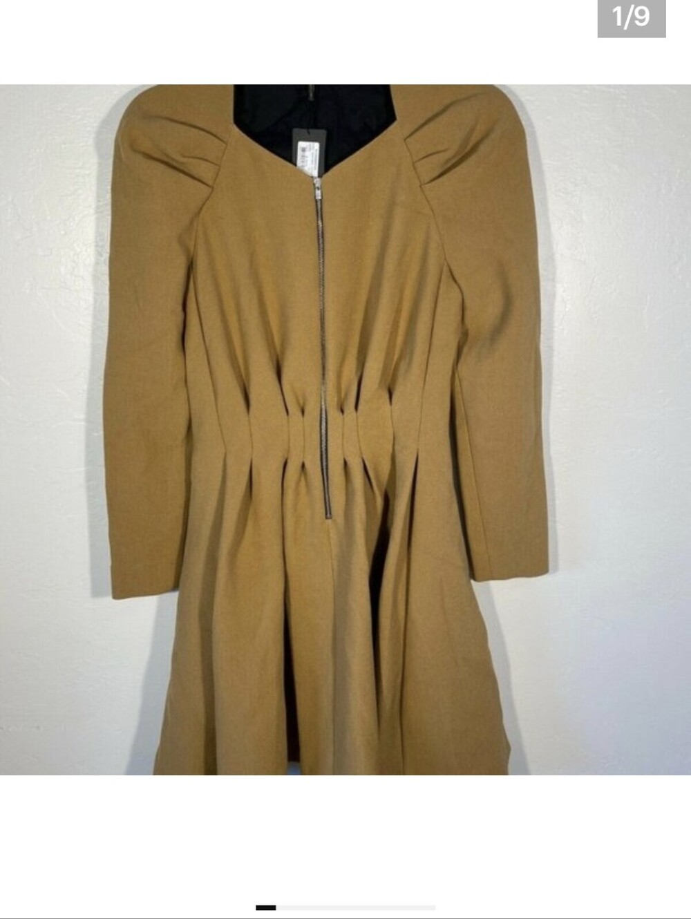maje BROWN Mini Dress Fit N Flare Long PUFF Slv M